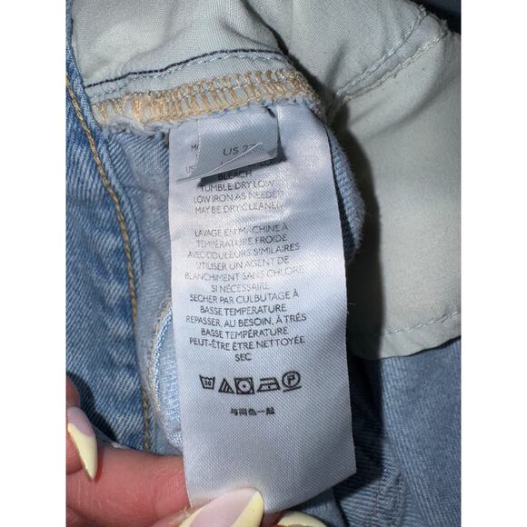 Free People We The Free Lasso Jeans 27 Light Wash Foxtrot Distressed Button Fly - Picture 8 of 11